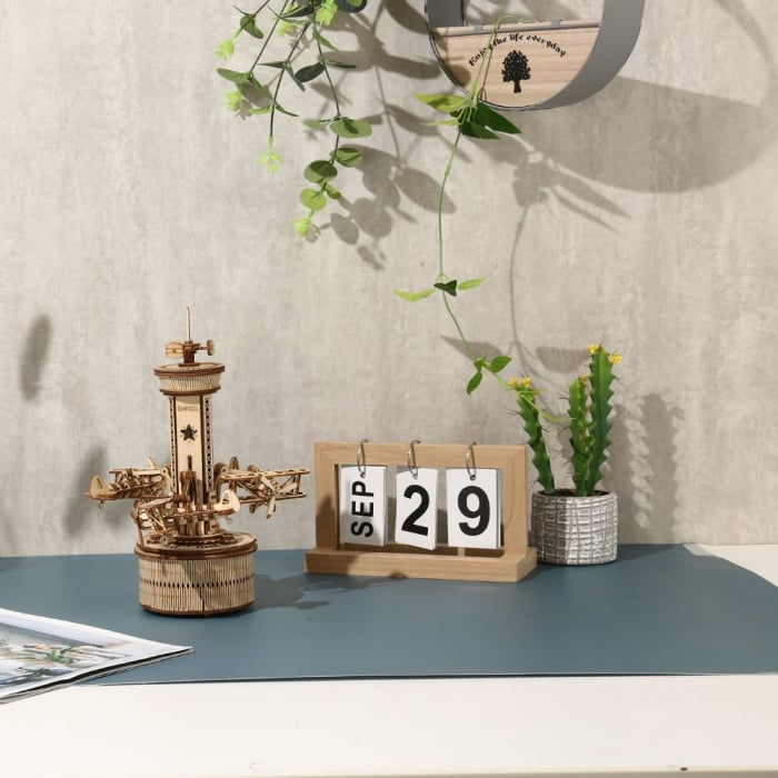 Puzzle 3D Cutiuta Muzicala, Turn de control aerian, Lemn, Robotime [2]