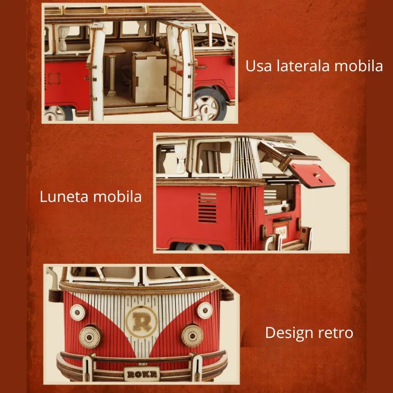 Puzzle 3D din lemn Masina Retro [7]