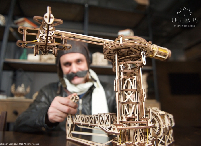 Puzzle 3D Model Aviator din lemn Ugears [8]