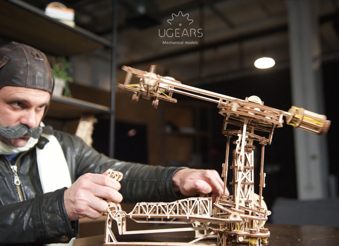 Puzzle 3D Model Aviator din lemn Ugears [2]
