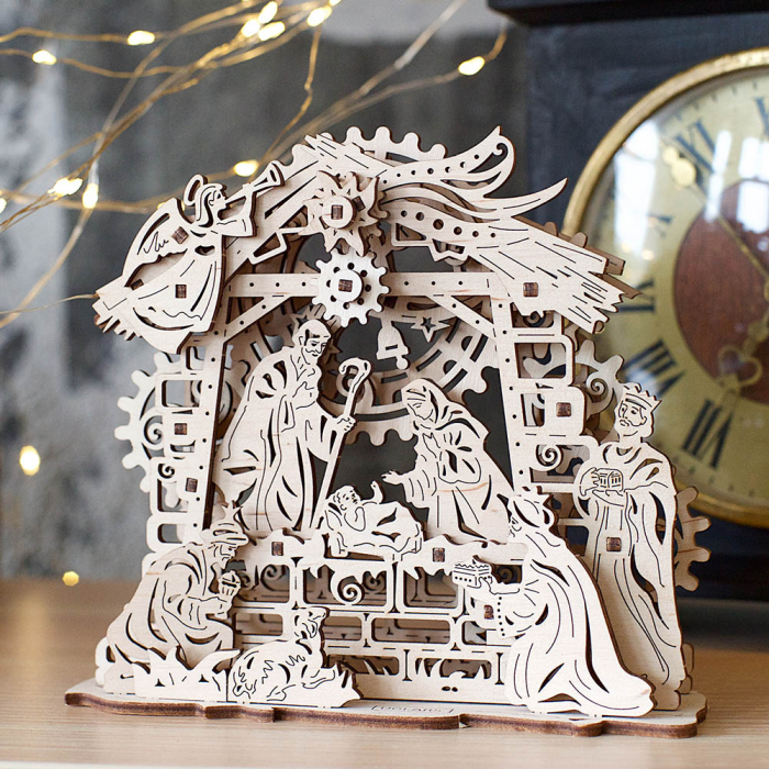 Puzzle 3D Nasterea Domnului, din lemn Ugears [6]