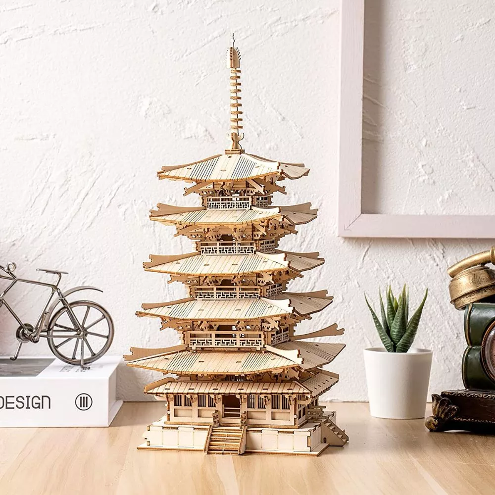 Puzzle 3D, Pagoda asiatica, din lemn, Robotime