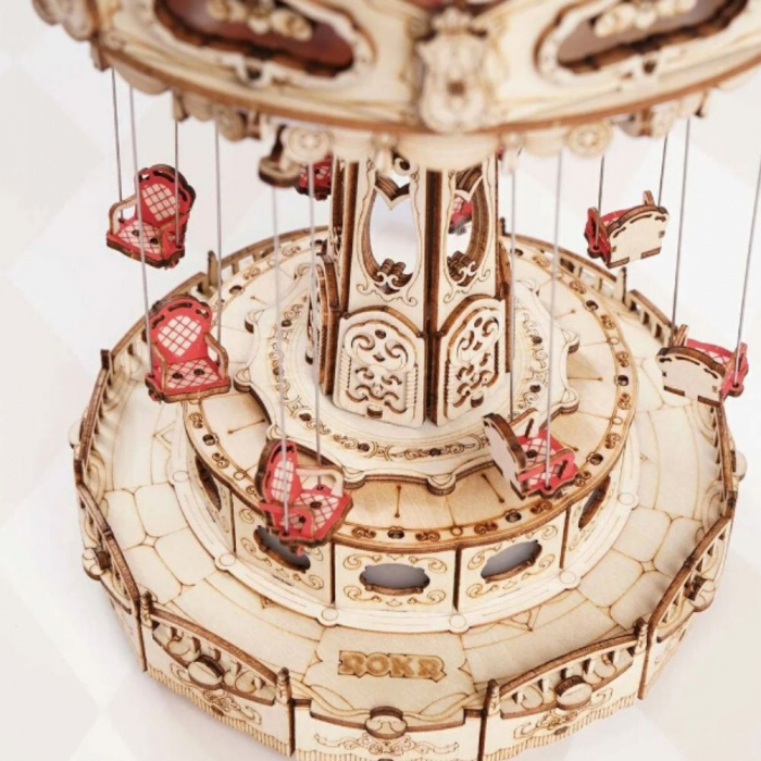 Puzzle 3D, Roata din parcul de distractii, Carusel din lemn, Robotime [4]