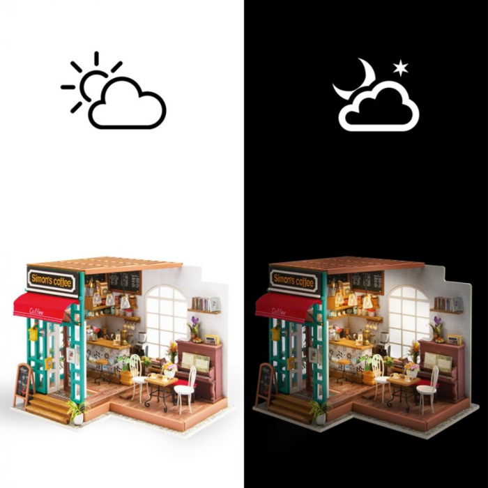 Puzzle 3D Simon's Coffee Shop, Iluminare Led, Rolife [8]