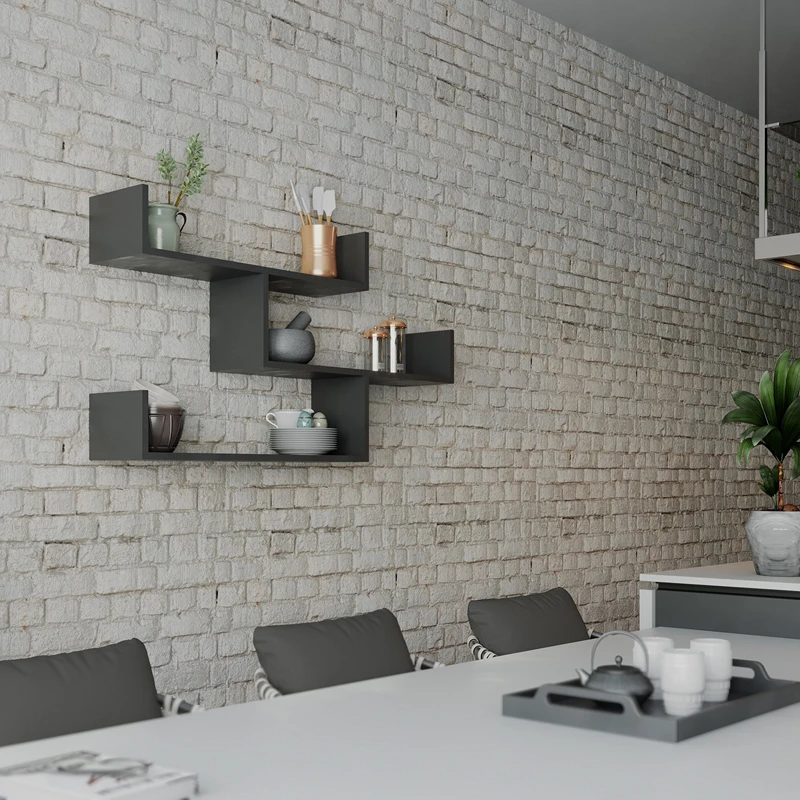 Raft de perete Tibet Antracit cu multiple polite si design modern [4]