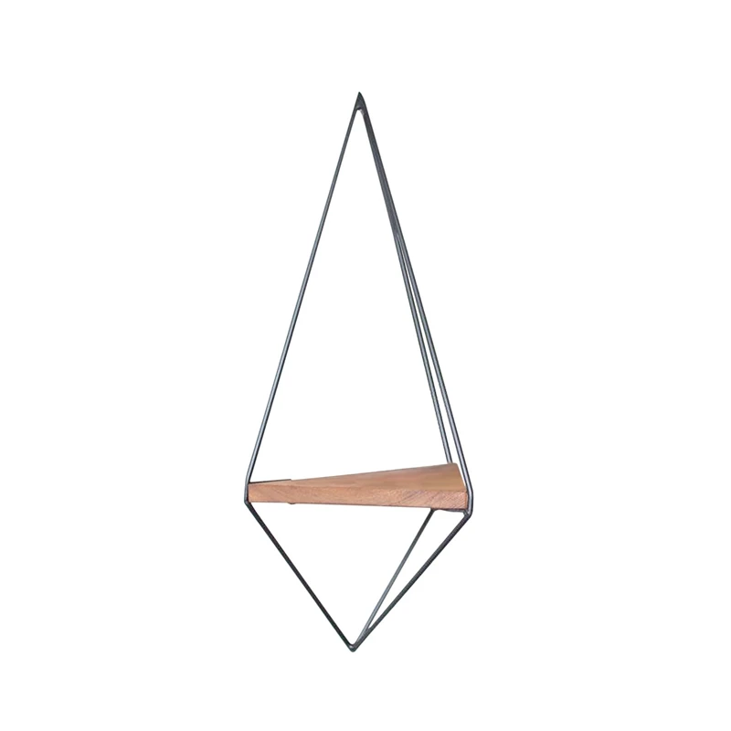 Raft decorativ de perete, nuc-negru, 60 cm, cadru metalic triunghiular [3]