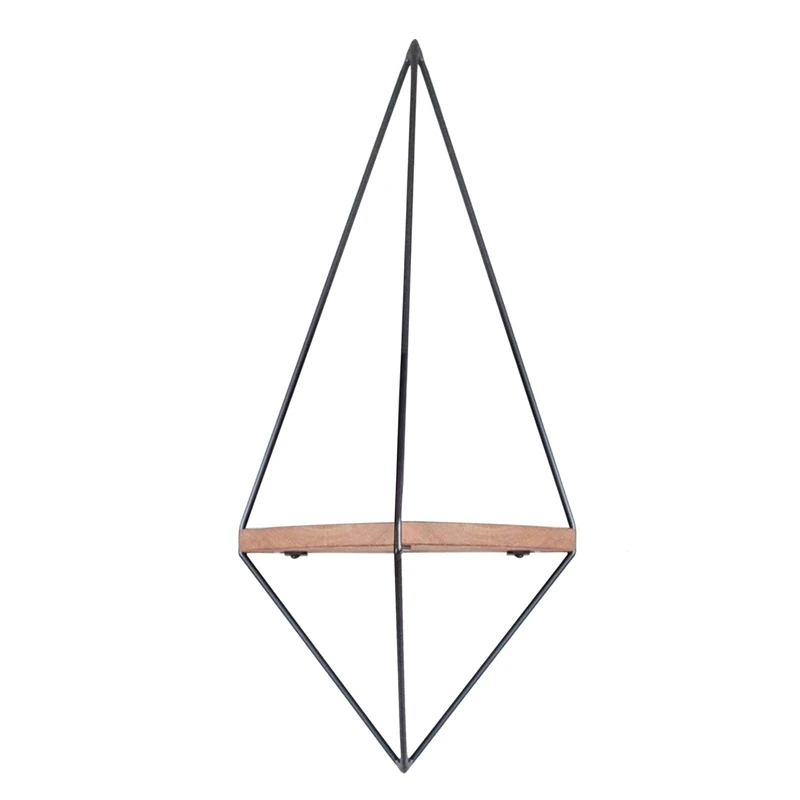 Raft decorativ de perete, nuc-negru, 60 cm, cadru metalic triunghiular [5]