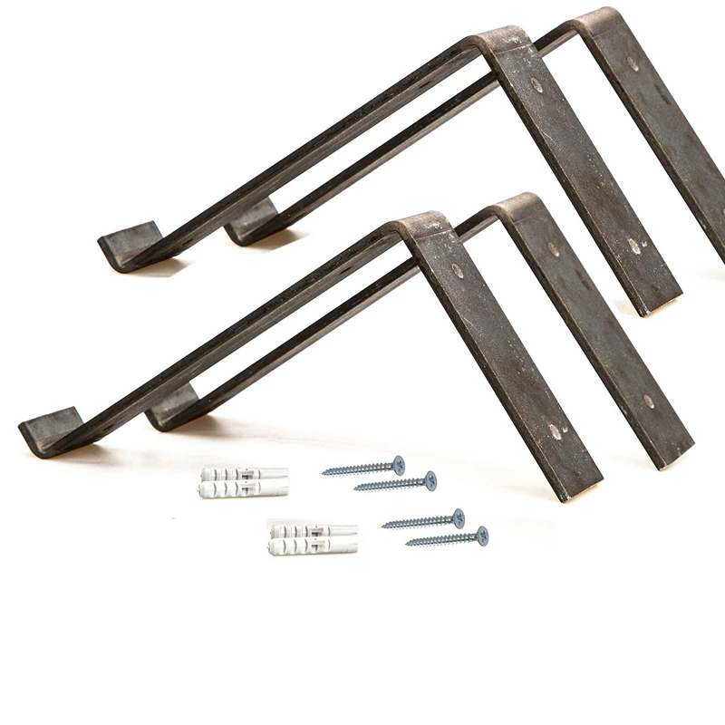 Raft dublu de perete, negru-nuc, 60 cm, suport metalic, design modern [6]