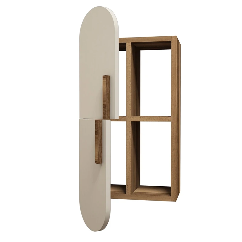 Raft suspendat Rose, design modern, nuc si crem, cu usa si rafturi, 60 cm [3]