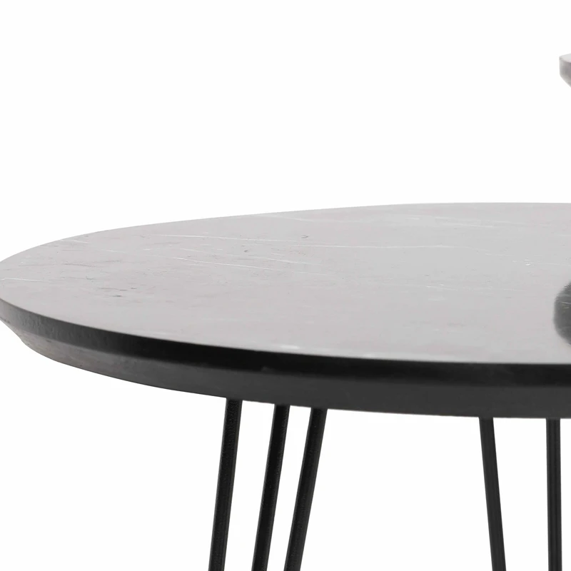 Set 3 masute rotunde Siyah gri-negru, design modern, picioare metalice [6]