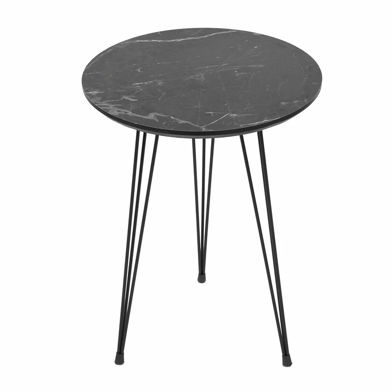 Set 3 masute rotunde Siyah gri-negru, design modern, picioare metalice [4]