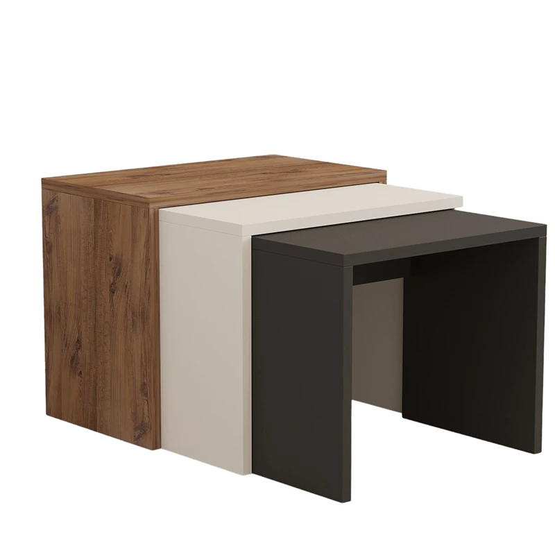 Set 3 masute suprapuse Gul, antracit, stejar si alb, design modern, 46 cm [4]