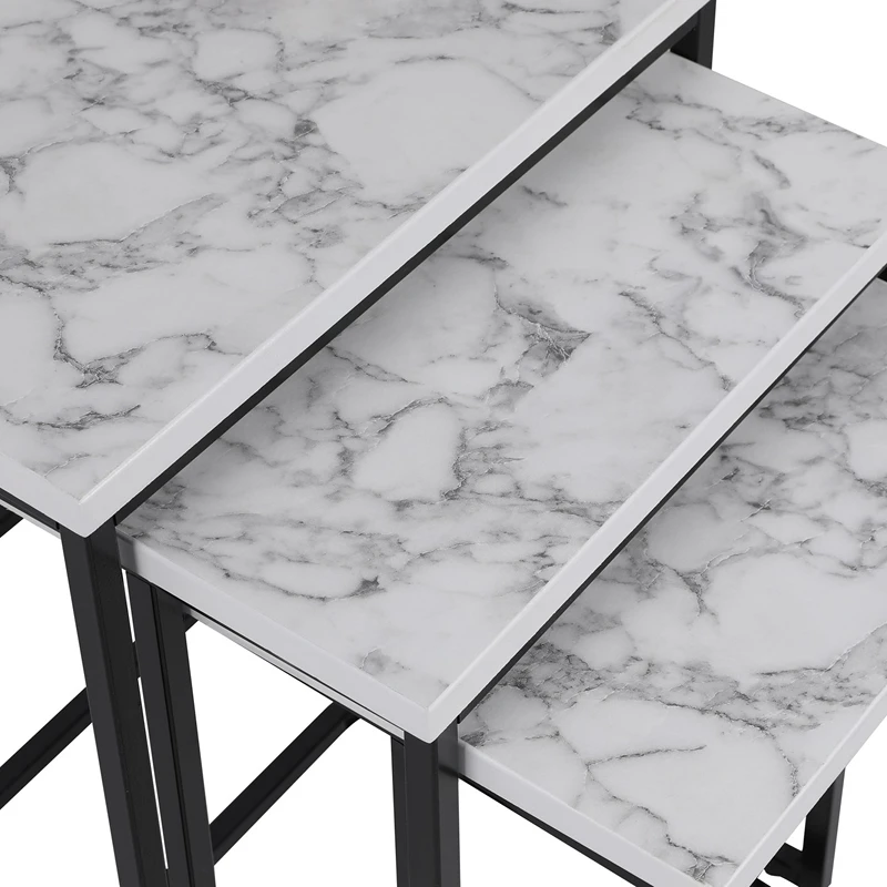 Set 3 mese suprapuse Zigon, alb negru, structura metalica [8]