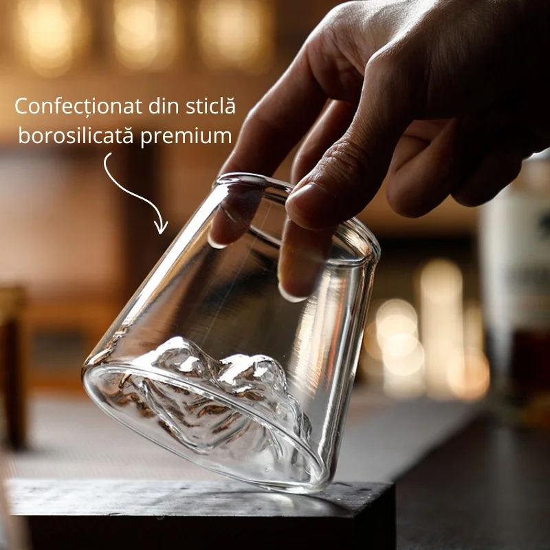 Set 4 pahare de bere cu munte, din sticla borosilicata 250ml, Varful Berarilor [4]