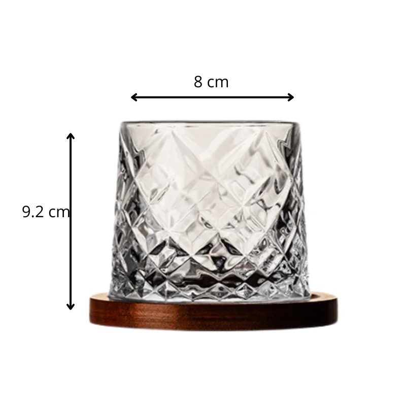 Set 6 Pahare whiskey Diamant cu baza din lemn [10]