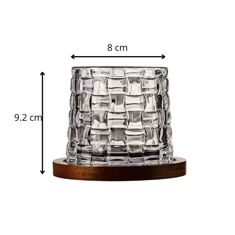 Set 6 Pahare whiskey Rotativ cu baza din lemn [9]