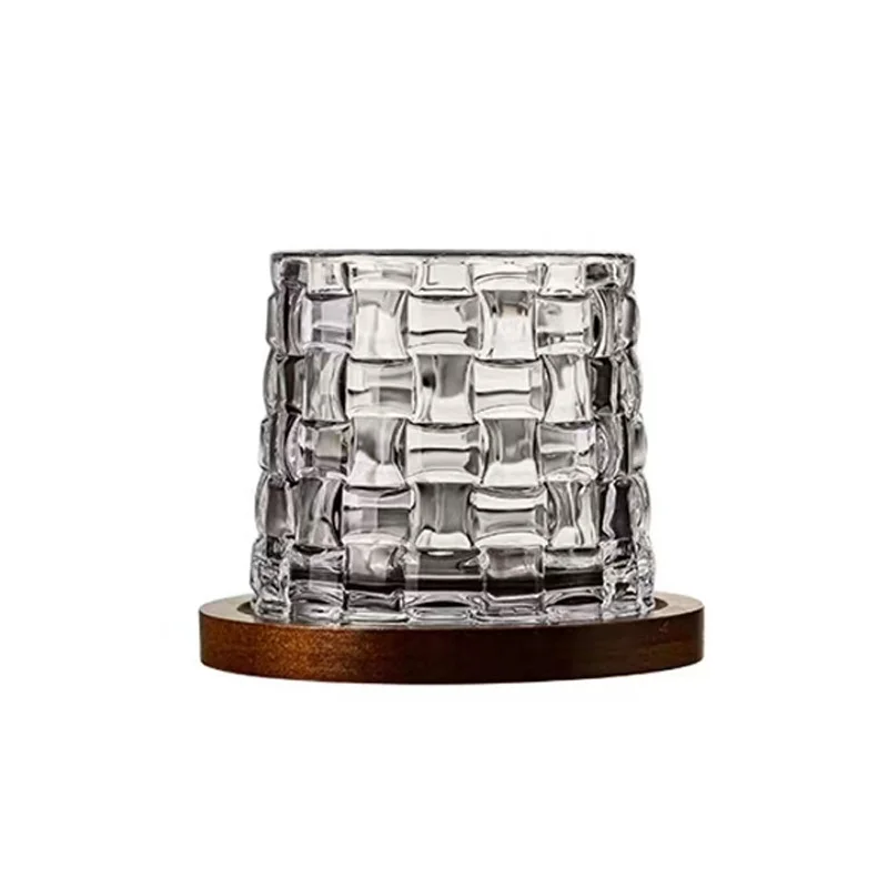 Set 6 Pahare whiskey Rotativ cu baza din lemn [8]
