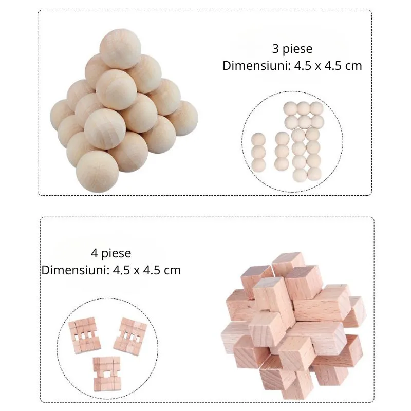 Set 9 Puzzle-uri din Lemn Kongming [6]