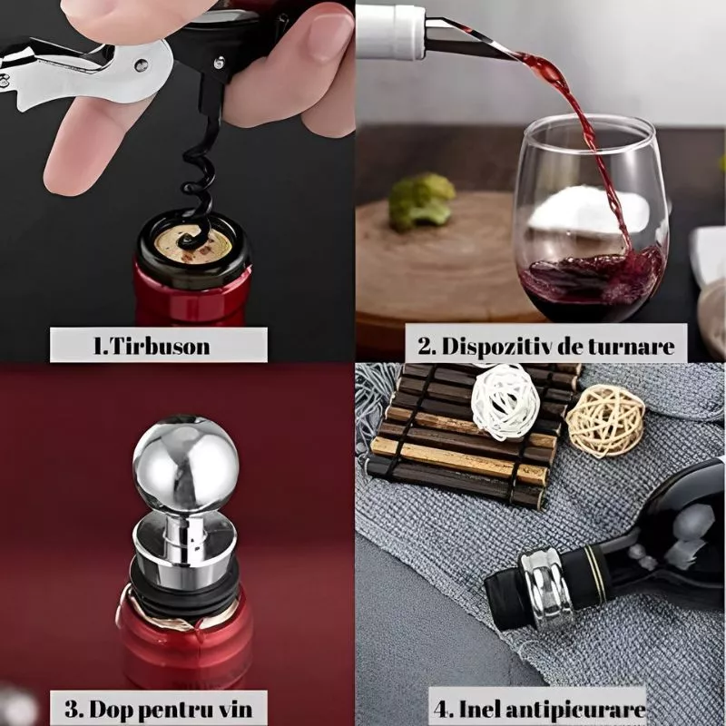 Set accesorii vin, 4 piese, cutie cadou [5]
