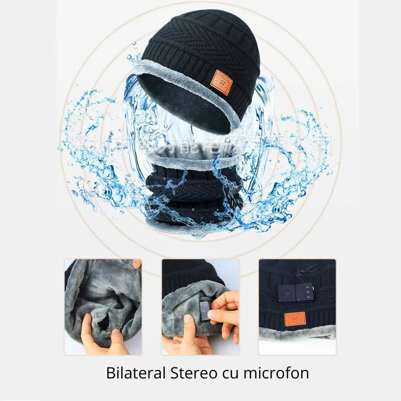 Set Caciula smart cu casti Bluetooth guler si manusi [2]