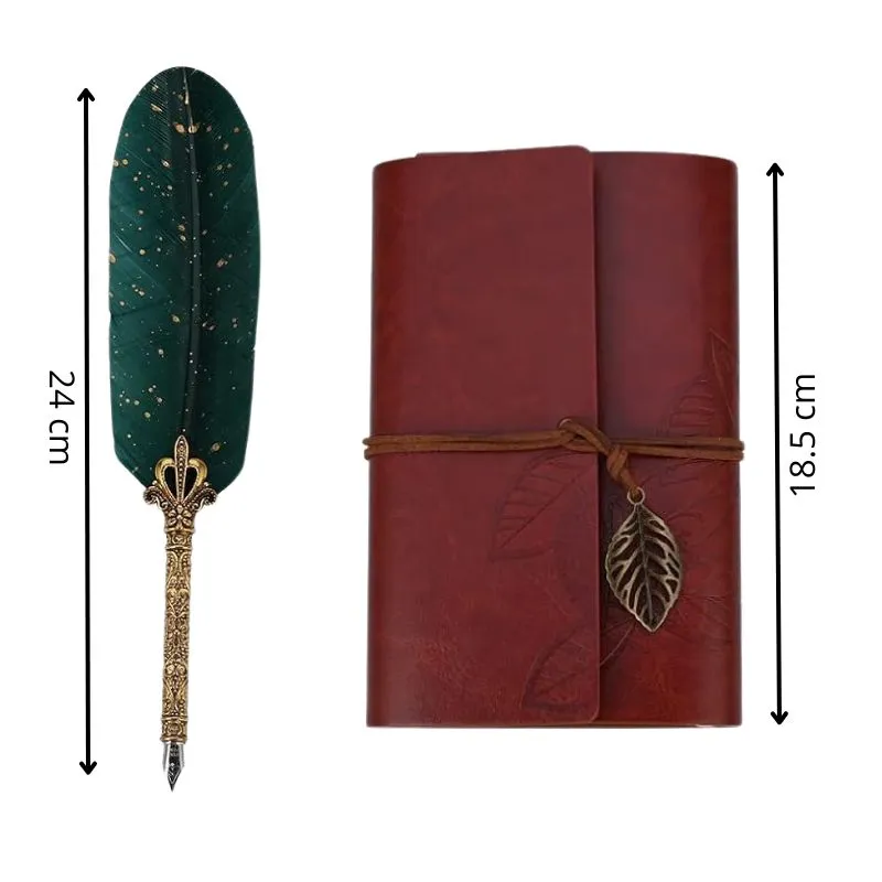 Set cadou Caligrafie Vintage cu Jurnal si Pana Verde [13]