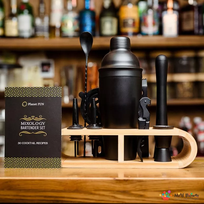 Set cadou Cocktail Shaker Mixology cu 11 accesorii 750ml Negru [8]