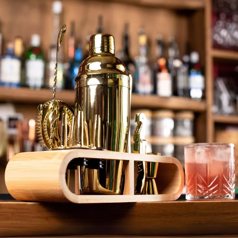 Set cadou Cocktail Shaker Mixology cu 11 accesorii 750ml Gold [2]