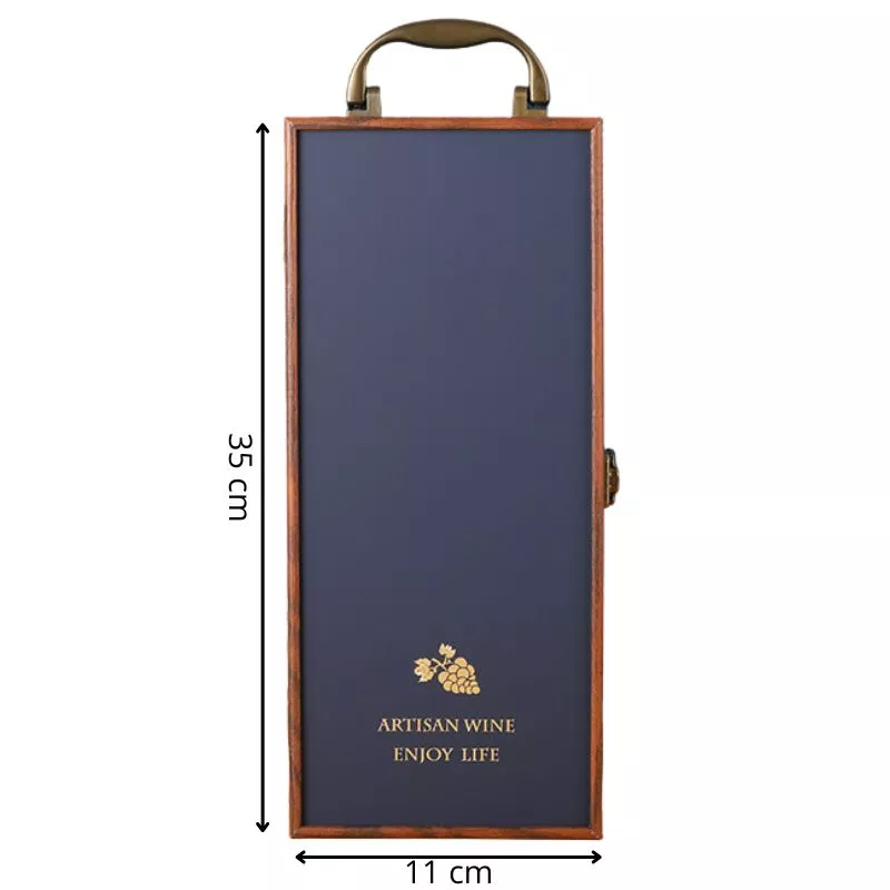 Cutie de vin Wine Bottle Box pentru 1 sticla cu accesorii vin incluse lemn si piele ecologica [6]
