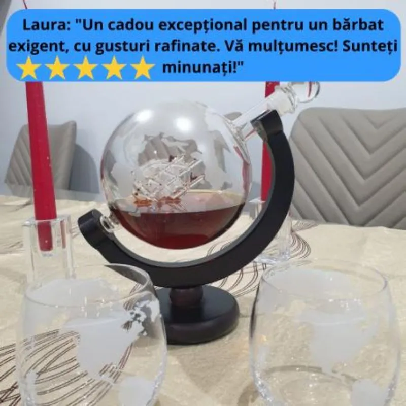 Set cadou decantor Glob Pamantesc cu doua pahare Deluxe [20]