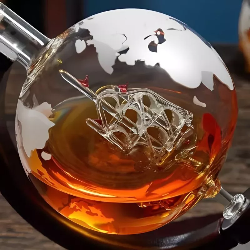 Set cadou decantor Glob Pamantesc cu doua pahare Deluxe [6]
