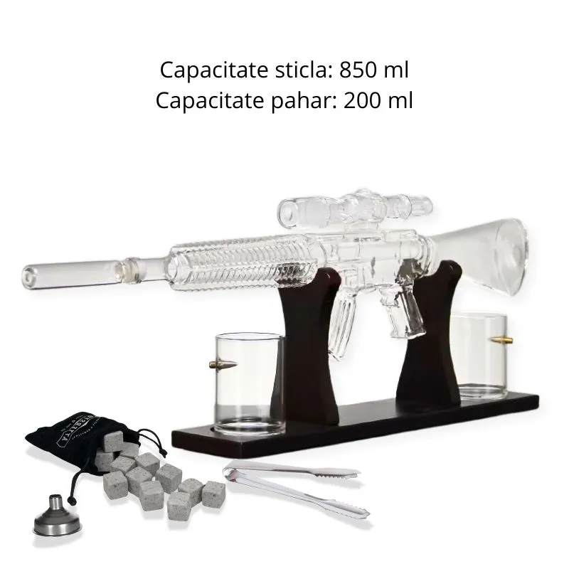 Set cadou decantor Mitraliera si 2 pahare cu glont [10]