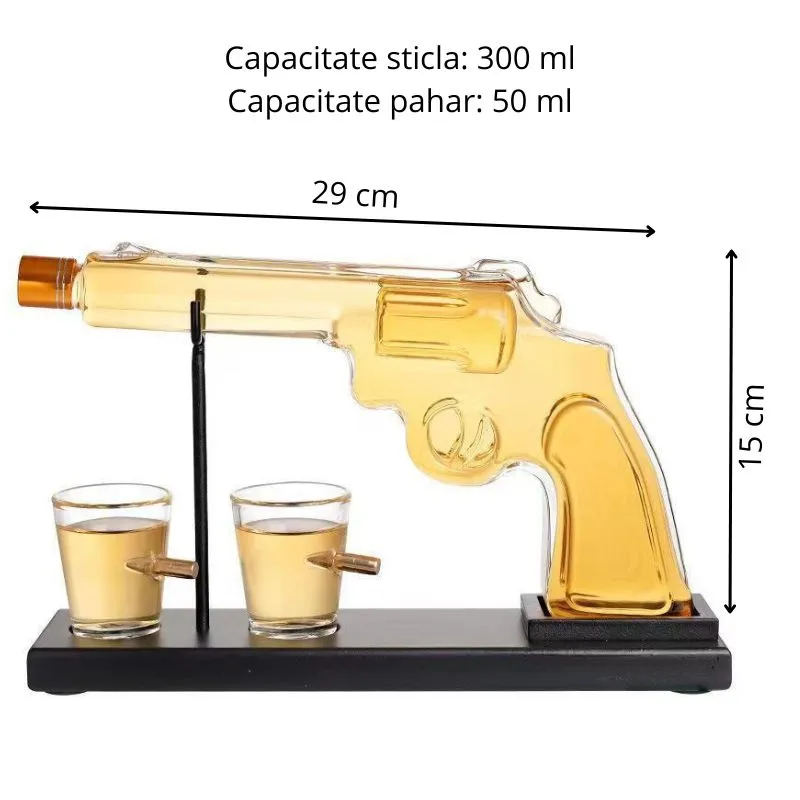 Set cadou decantor Pistol si 2 pahare cu glont [11]