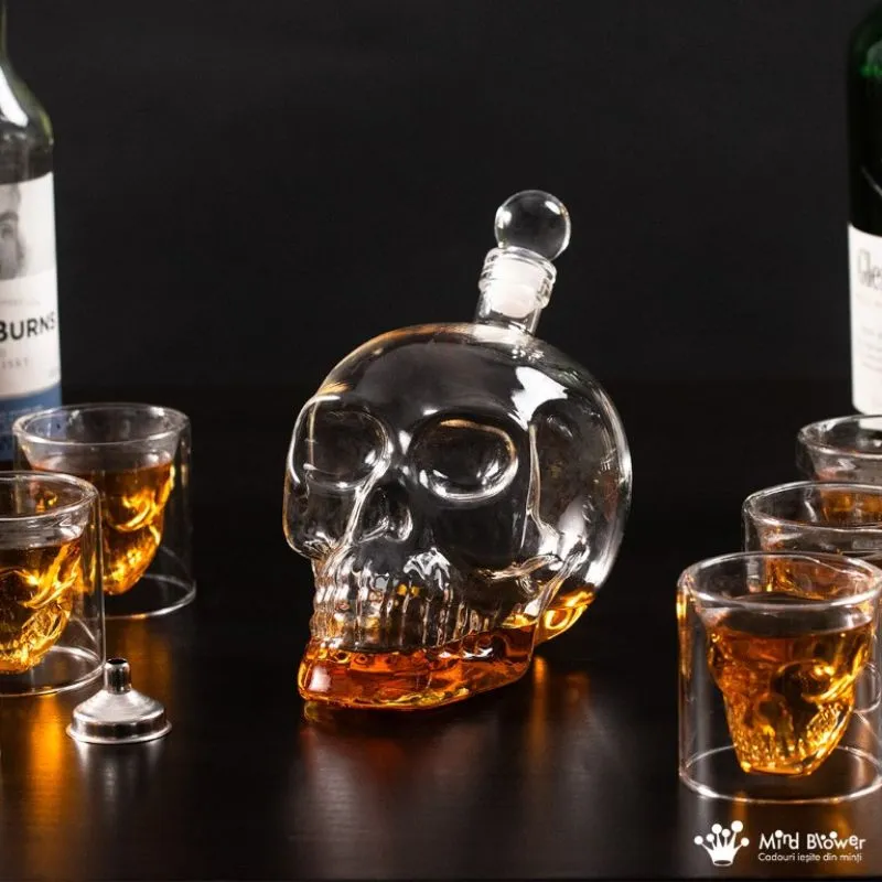 Set cadou Decantor sticla Craniu 1000ml cu 6 pahare Free Spirits [4]