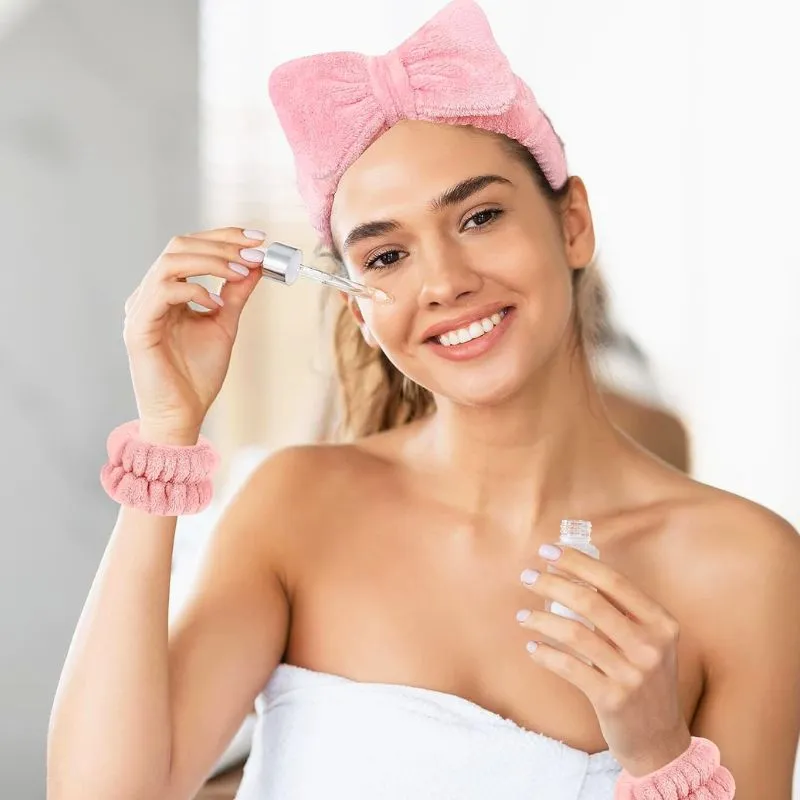 Set cadou pentru ea Bentita cosmetica Fleece cu fundita [2]