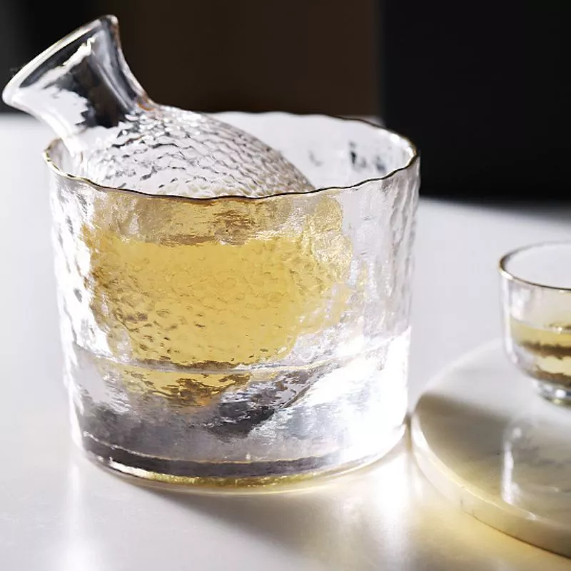 Set cadou servire bauturi tari Sticla cupa si 4 pahare Platinum [8]
