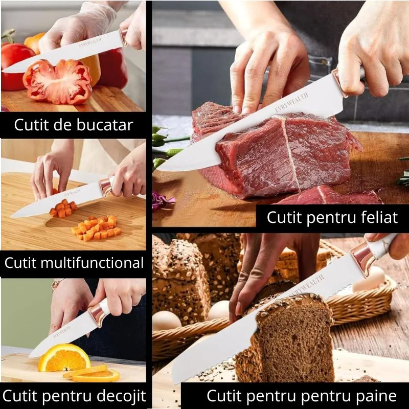 Set cutite inox cu suport elegant marmorat [12]