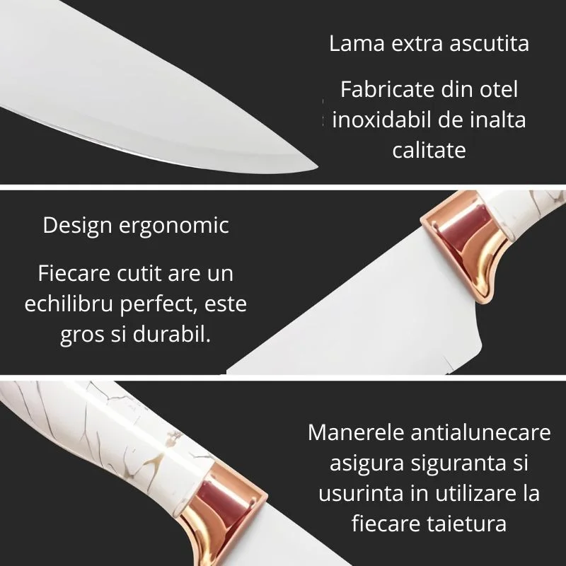 Set cutite inox cu suport elegant marmorat [11]