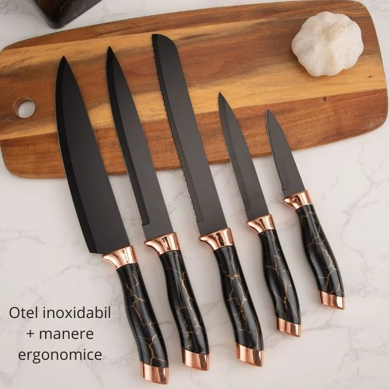 Set cutite inox cu suport elegant marmorat [6]