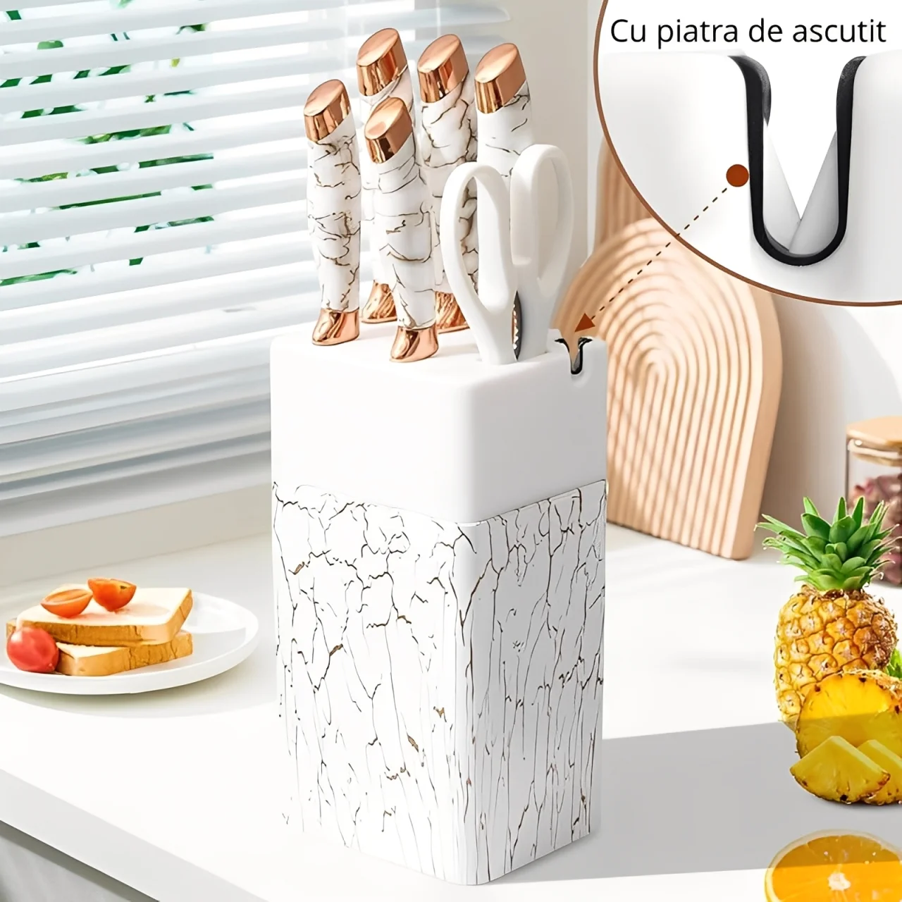 Set cutite inox cu suport elegant marmorat [9]