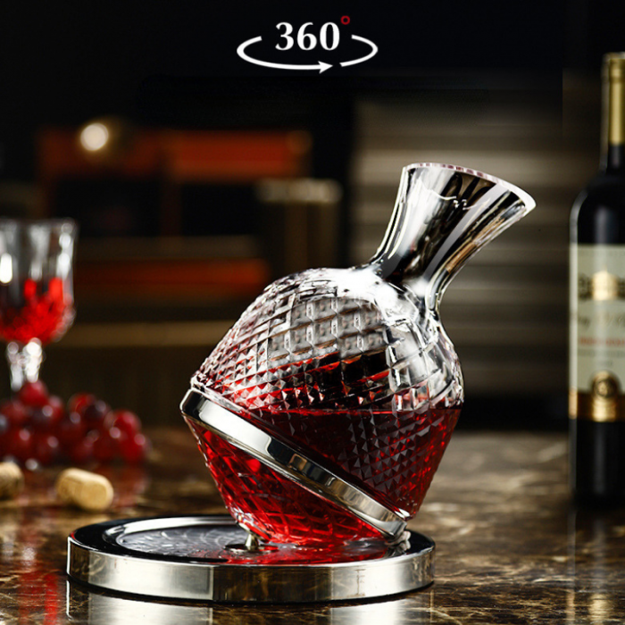 Set Decantor de bauturi Rotativ cu 2 pahare argintiu [9]