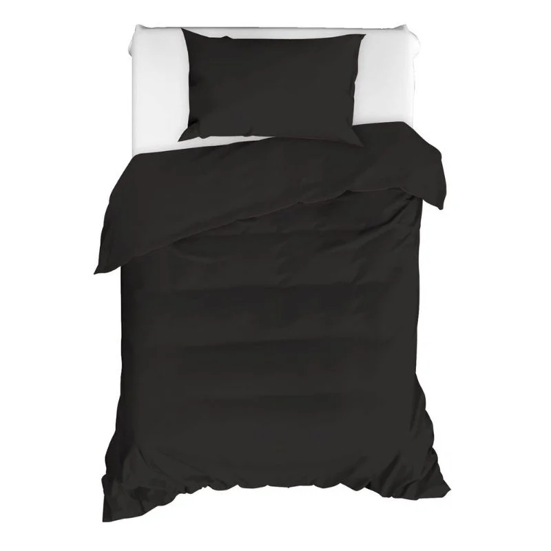 Set lenjerie pat ranforce Fresh Color - Negru, 160x220 cm, 2 fete de perna [2]