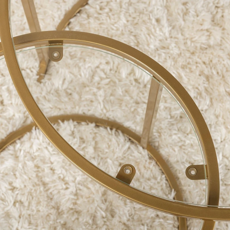 Set masute de cafea auriu-Transparent, design elegant, sticla securizata [3]