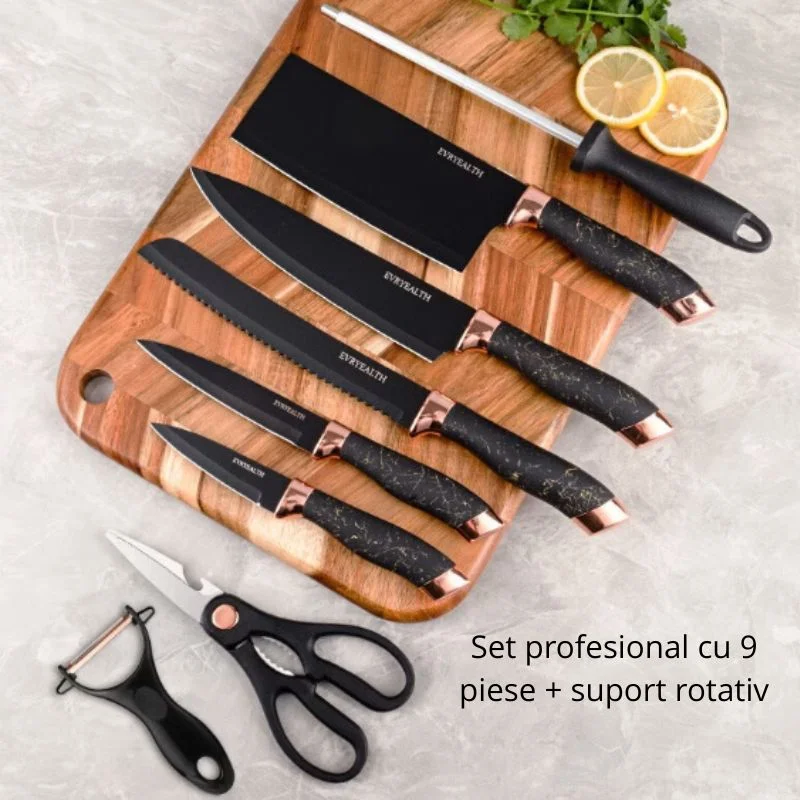 Set profesional bucatarie 9 piese cu suport rotativ [4]