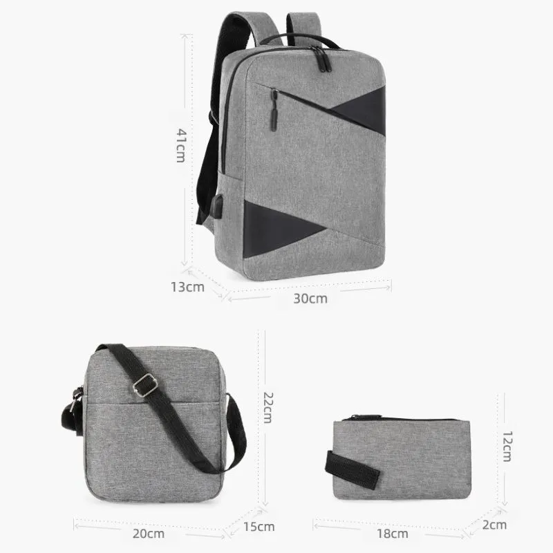 Set Trio Rucsac Laptop cu USB Gri [10]