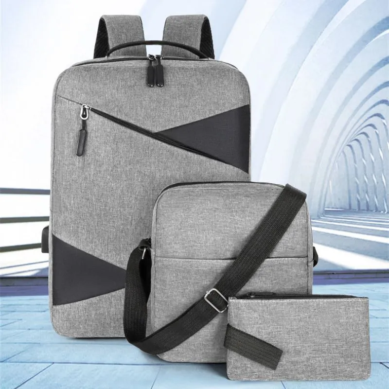 Set Trio Rucsac Laptop cu USB Gri [5]