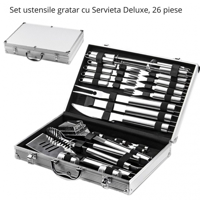 Set ustensile gratar cu Servieta Deluxe, 26 piese