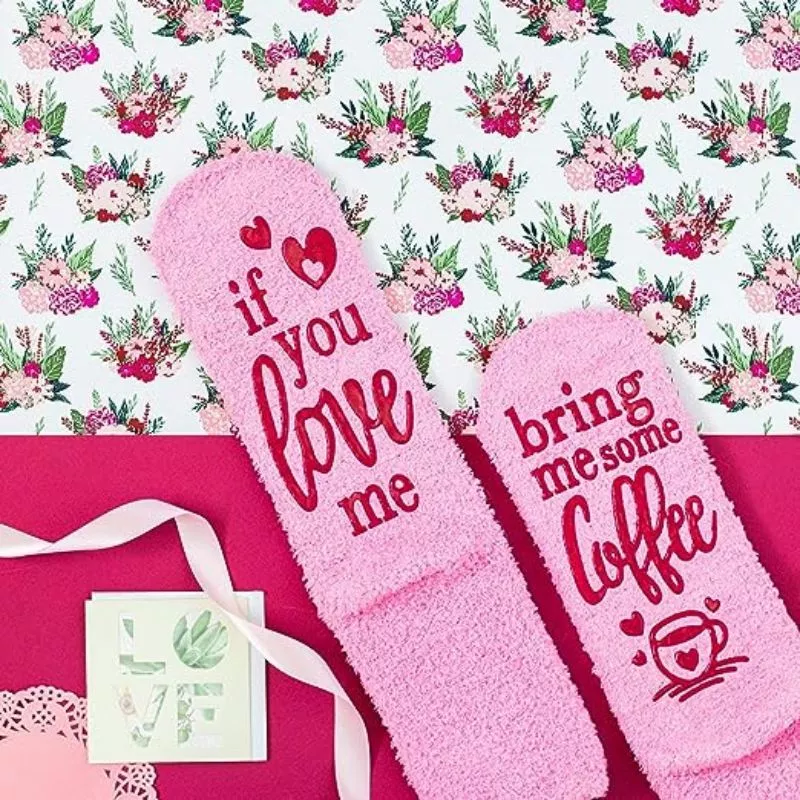 Sosete amuzante If you love me Bring Me Coffee Briose roz [5]