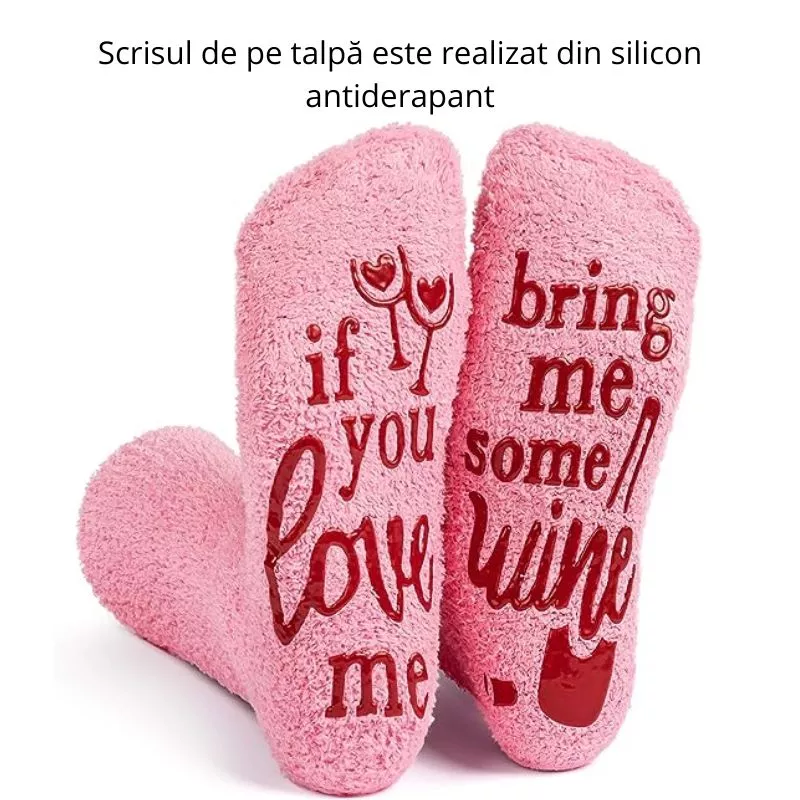 Sosete amuzante If you love me Bring Me Wine Briose roz [5]
