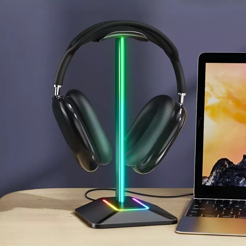 Suport de casti gaming cu RGB, 2xUSB si antiderapant, Disco-stand [3]