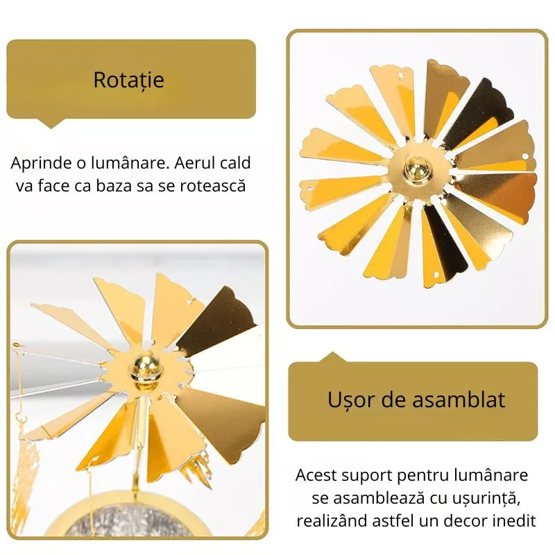 Suport lumanare decorativa Caruselul rotativ cu brazi [7]